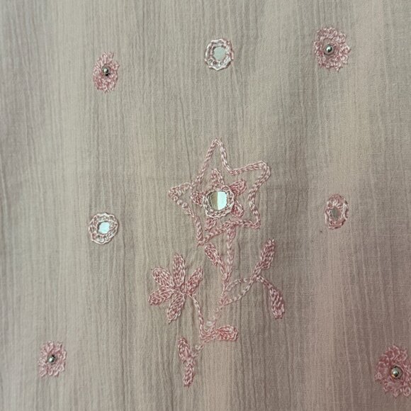 Pink Embroidered Cotton Short Cropped Blouse Top, NWOT, Size M - Picture 10 of 13